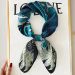 Yellow Small Square Silk Scarf For Women