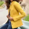 Solid-color Woolen Stand-collar Minimalist Long-sleeve Coat For Women