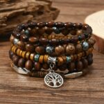 Comfort Elastic Turquoise Beaded Bracelet with Vintage U-Shape