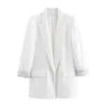 Polished Women’s Lapel Collar Blazer with Cuffed Sleeves
