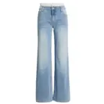 Stretch Lace-Trim Wide-Leg Denim Jeans for Women