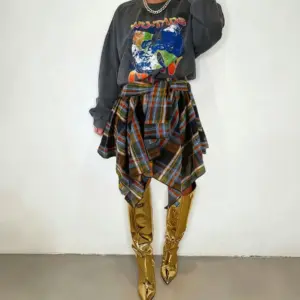 Women's Stylish Patchwork Irregular High-Waist Skirt