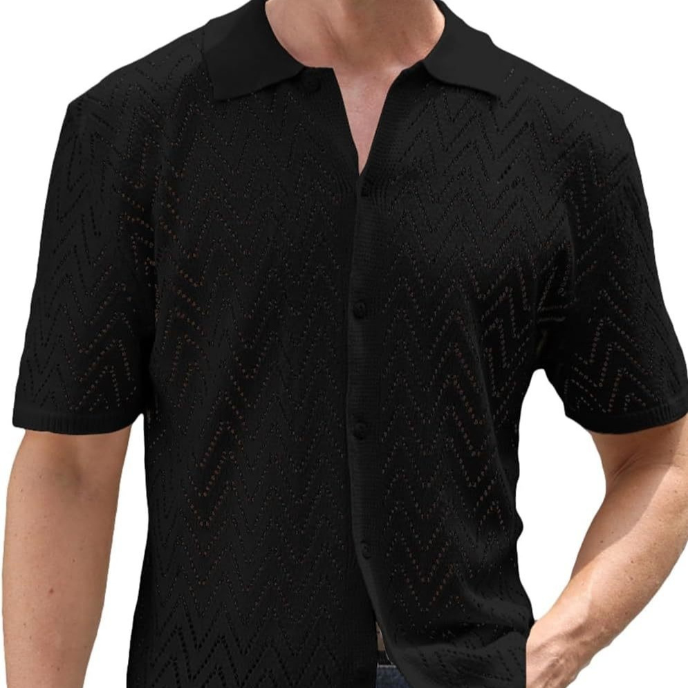 Summer New Men's Hollowed Leisure Shirt Summer New Men's Hollowed Leisure Shirt