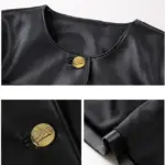 d8d2e1de-76bc-4650-901b-4934c6768c73.webp Sleek Black Faux Leather Cardigan Jacket, Round Neck Fit