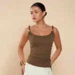 Sleek Slim Fit Women’s Fitted Top with Metal Ring Detail