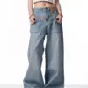 Retro Reverse-Wear Washed Denim Jeans for Men, Mid-Rise