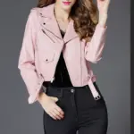 dab9e23b-cc46-4cce-ae6a-afb36d95c119.webp Women's Short Slim PU Leather Jacket