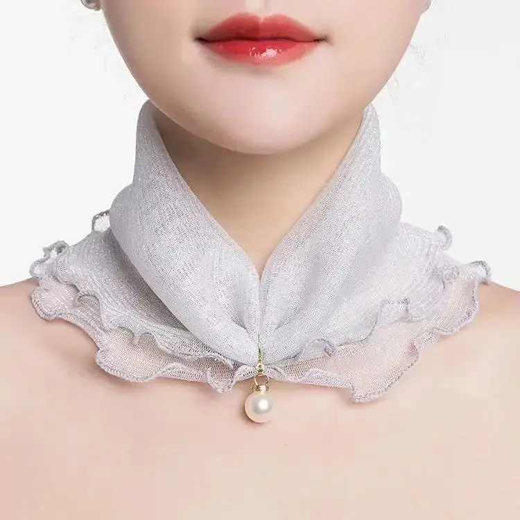 Breathable Womens Sun-Protective Neck Gaiter Veil with Chiffon Mesh
