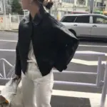 Matte Black Retro Leather Jacket with Loose Fit for Everyday