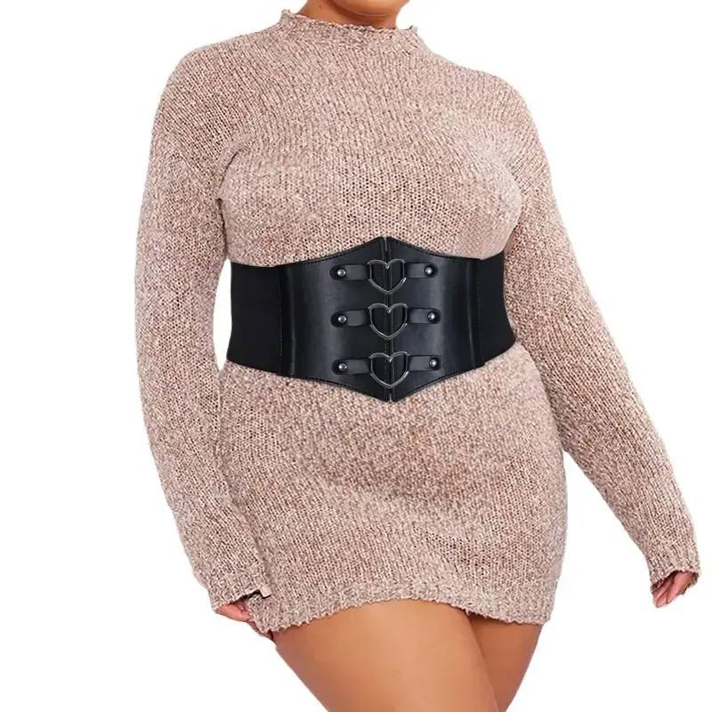 Shaping Waist Girdle Belt with Wide Support, PU Leather