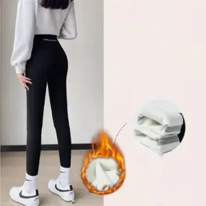 Warm Lamb Fleece Leggings for Women, Long Velvet Pants