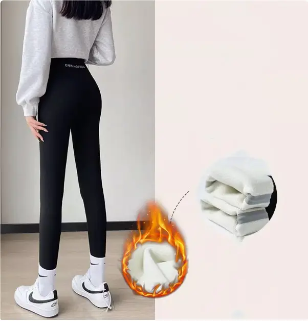 Warm Lamb Fleece Leggings for Women, Long Velvet Pants