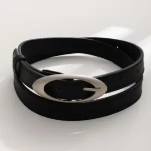 Star & Moon Black Belt for Summer, Pin Buckle PU Leather