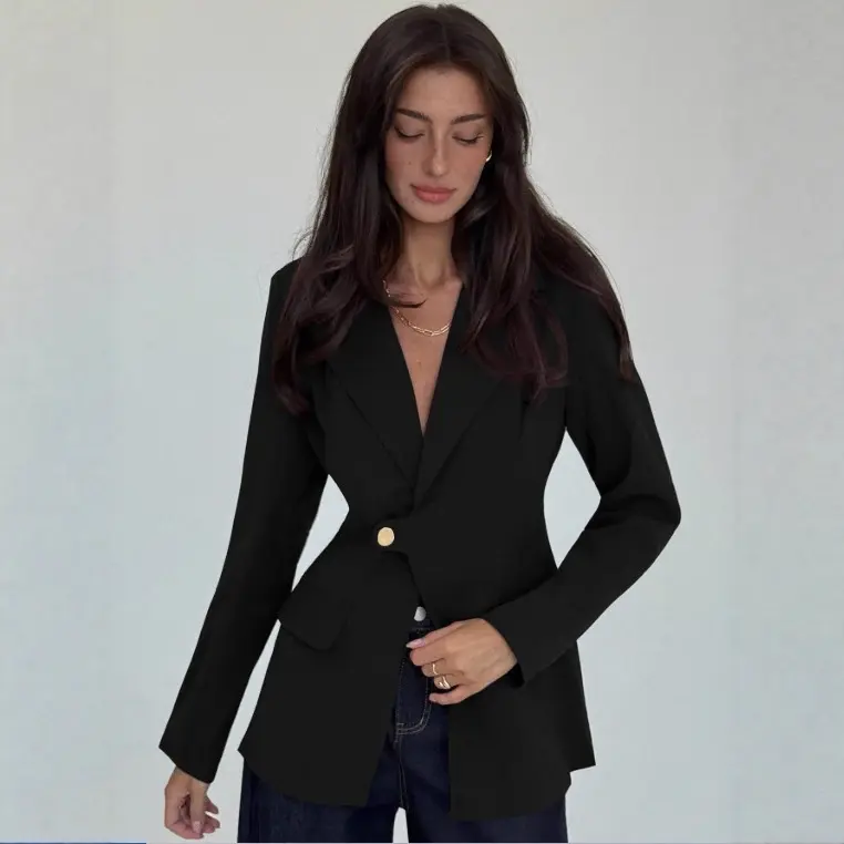 Womens V-Neck Slim-Fit Blazer for Elegant Workwear Womens V-Neck Slim-Fit Blazer for Elegant Workwear
