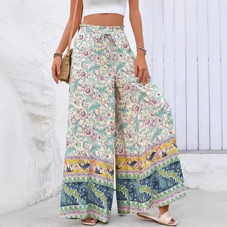 Bohemian Multicolor Printed Maxi Dress for Women, Loose Waist