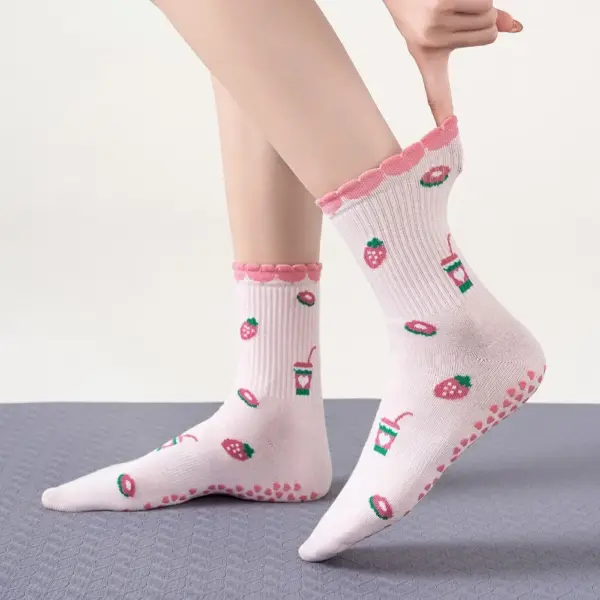Yoga Socks For Children, Professional Anti Slip Fitness Pilates Exercise Floor Fruit Drinks, Printed Socks