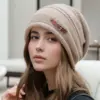 Warm Breathable Knit Wool Beanie for Women, Striped