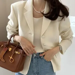 Slim-fit Tweed Jacket Long-sleeve Blazer