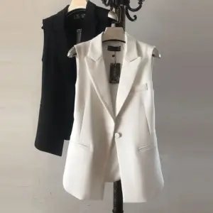 Polished Button-Front Korean Style Suit Vest for Women - Polyester