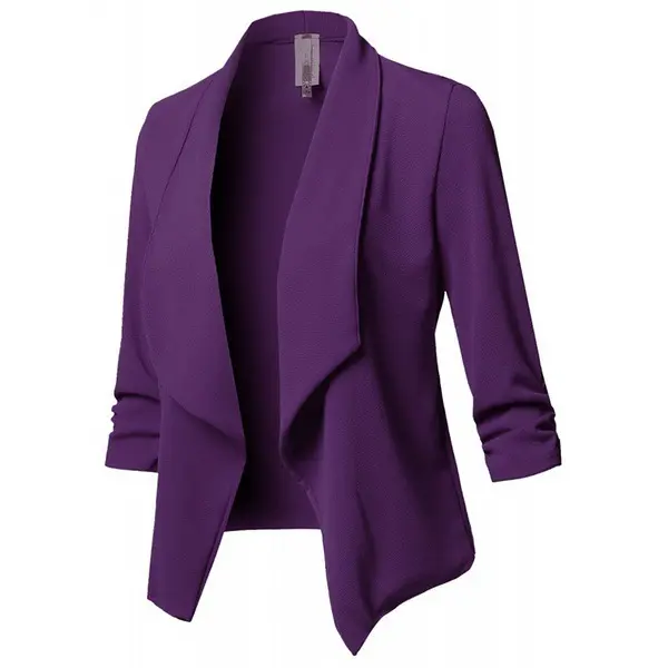 Slim Fit Long Sleeve Crinkled Solid Color Versatile Small Blazer