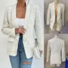 Commute-Ready Button Blazer for Women, Slim Fit Plaid