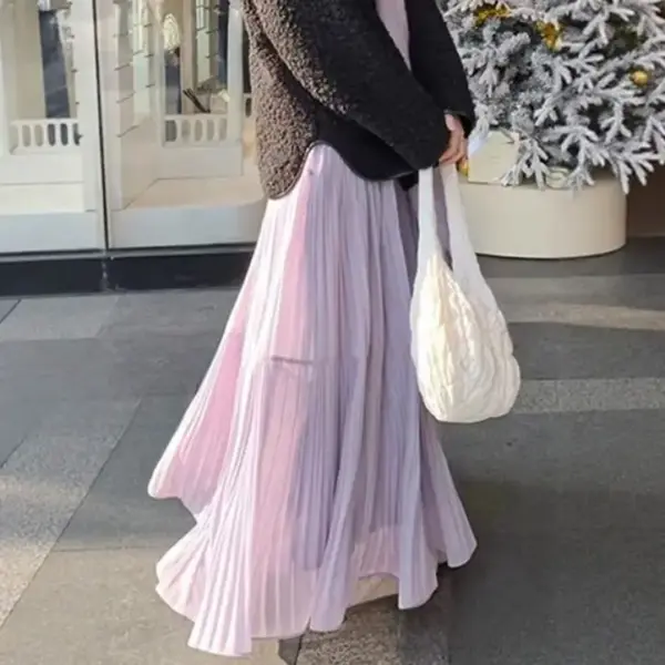 Womens Purple High-Waisted Flowy Fluffy Knit Skirt Womens Purple High-Waisted Flowy Fluffy Knit Skirt