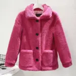 Warm Lambswool Short Coat for Women - Ultra-Short 40 cm