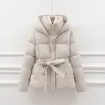e0877482-3aba-4df0-b0c8-d87197b48f29.webp Women’s Slim-Fit Belted Puffer Coat with Hooded Drawstring
