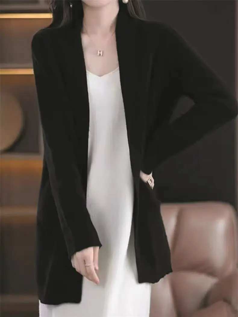 Cozy Womens Knit Cardigan with Relaxed Fit, Mid-Length
