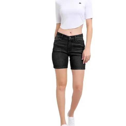 Everyday Comfort Cotton Denim Shorts with Mid-Rise Waist Everyday Comfort Cotton Denim Shorts with Mid-Rise Waist