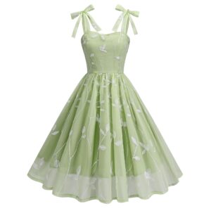 Strap Embroidered Cocktail Vintage Hepburn Dress