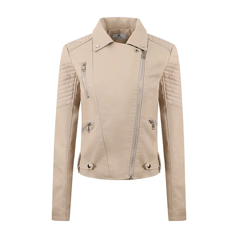 PU Women's Short Leather Oblique Pull Slim Motorcycle Clothing Washed Leather Jacket PU Women's Short Leather Oblique Pull Slim Motorcycle Clothing Washed Leather Jacket