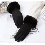Thermal Touchscreen Suede Gloves with Fleece Lining, Free Size