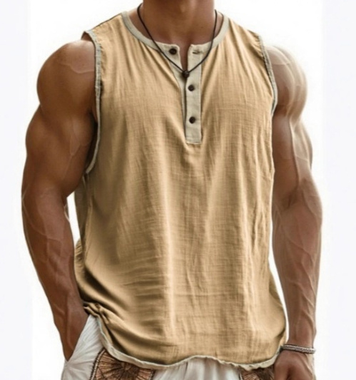 Breathable Pure Cotton Men’s Sleeveless Tank with Sweat Care