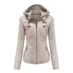 Detachable Two-Piece Hooded PU Leather Jacket for Versatility