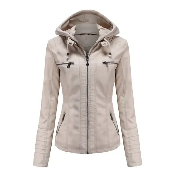 Detachable Two-Piece Hooded PU Leather Jacket for Versatility