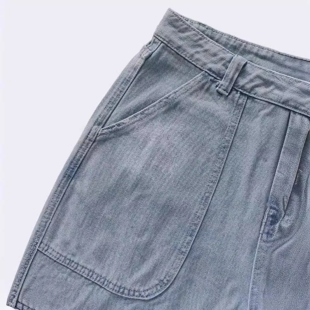 Light Blue Mid-Rise Women’s Jeans with Drawstring Ties