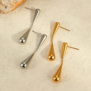 Minimalist Geometric Drop Earrings with 18 K Finish