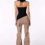 Elastic Waist Slim-Fit Micro Flared Pants for Women - Poly