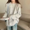 Relaxed Korean-Style Loose Fit Crewneck Knit Pullover Relaxed Korean-Style Loose Fit Crewneck Knit Pullover