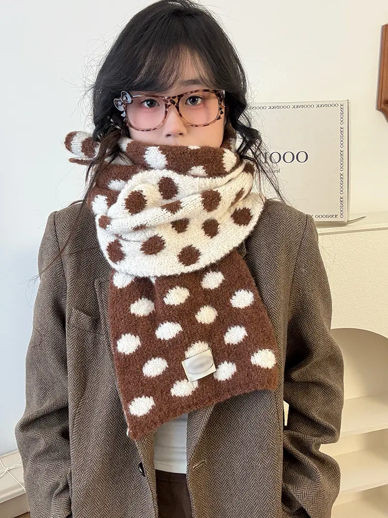 Polka-Dot Scarf for Women with Contrast Wrap Style Polka-Dot Scarf for Women with Contrast Wrap Style