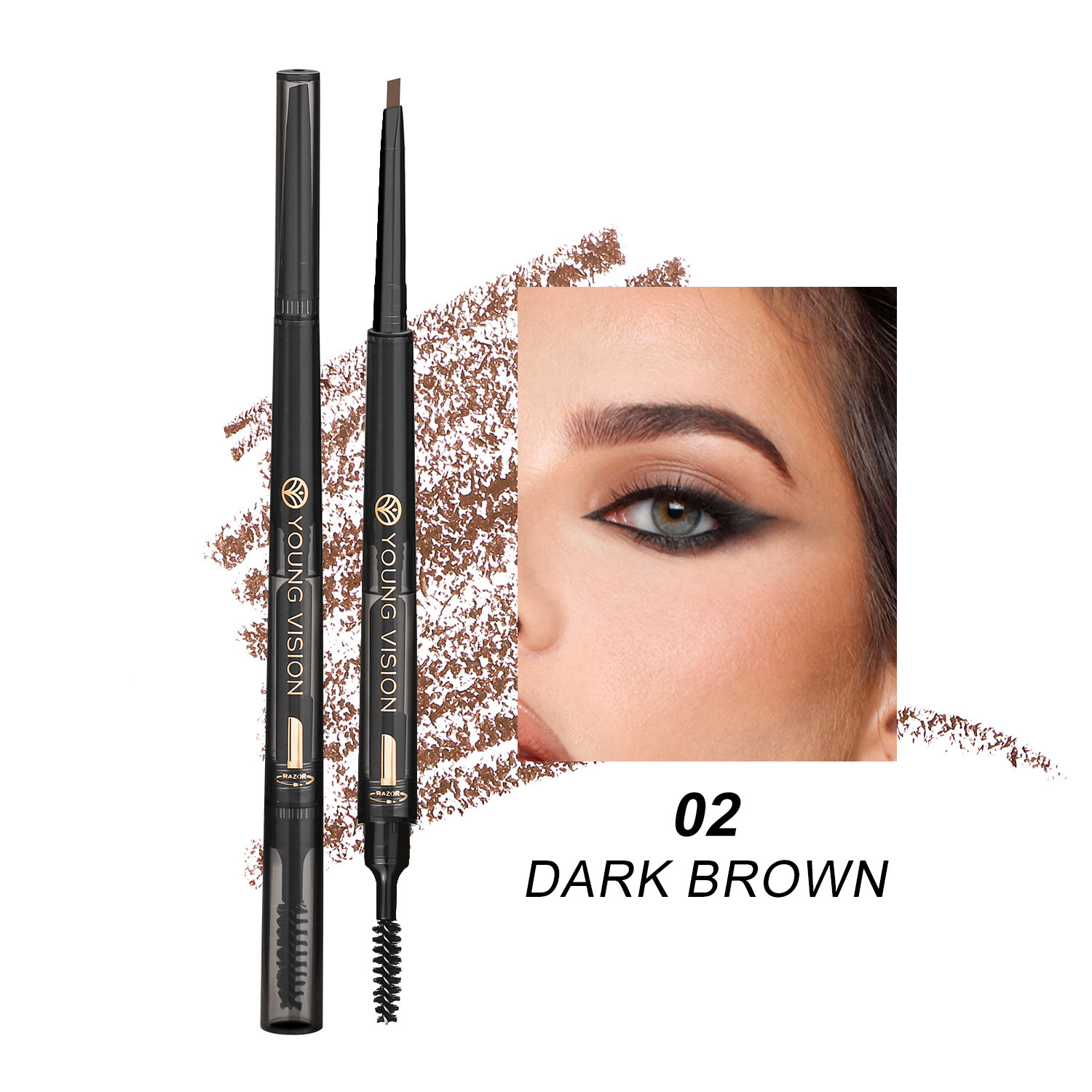 Waterproof Smear-Proof 3-in-1 Eyebrow Pencil for Defined Brows