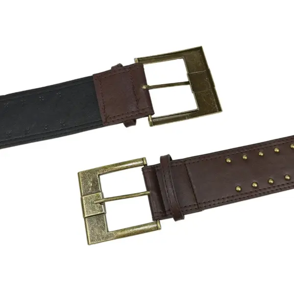 Women’s Retro Punk Leather Belt, Wide Rivet Style