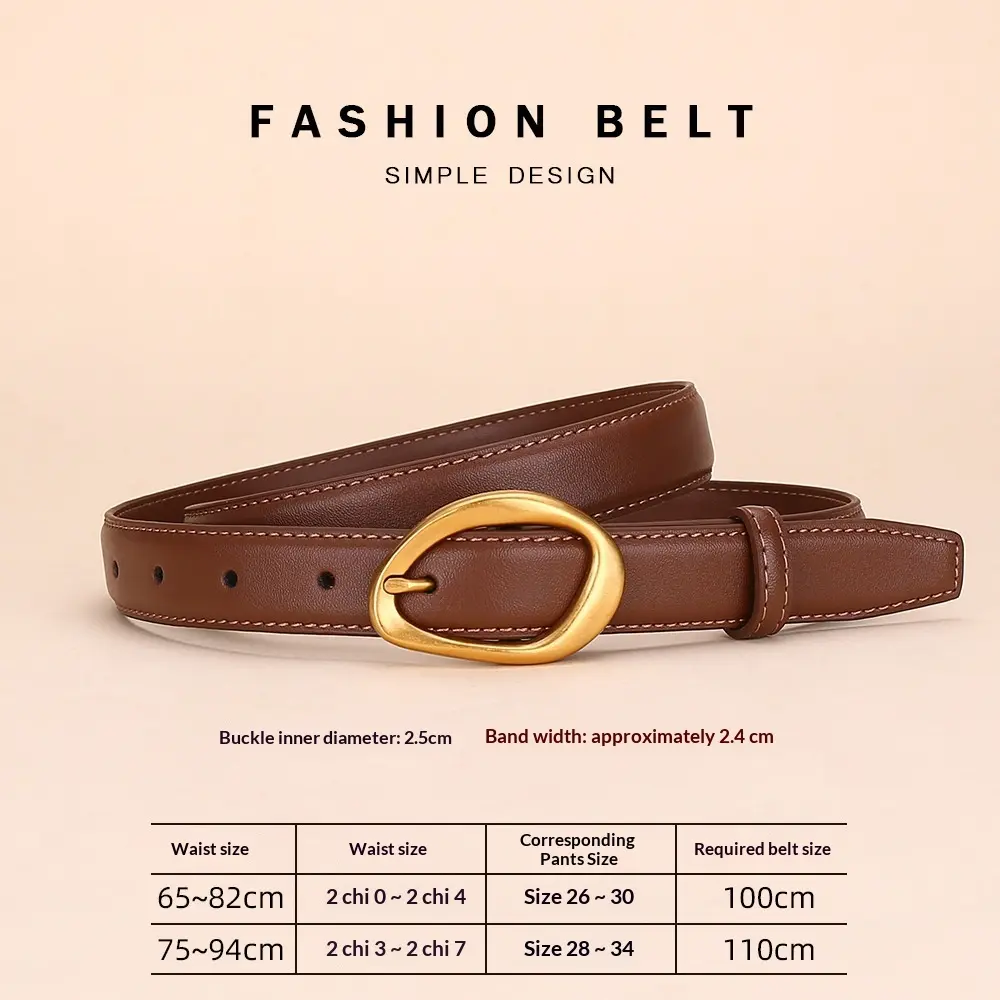 Genuine Cowhide Belt with Antique Pin Buckle for Women Genuine Cowhide Belt with Antique Pin Buckle for Women