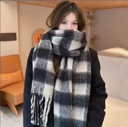 Thickened Tassel Neck Warmer Scarf, 28 x200 cm Knit