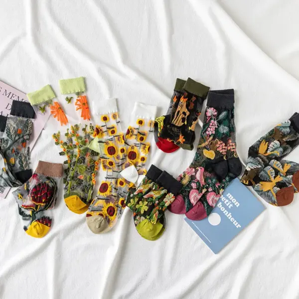 Summer New Thin Glass Silk Fashion Socks