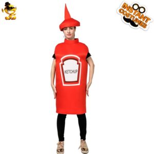 Stage-Ready Couple Role Costume Set in Red Yellow - Polyester