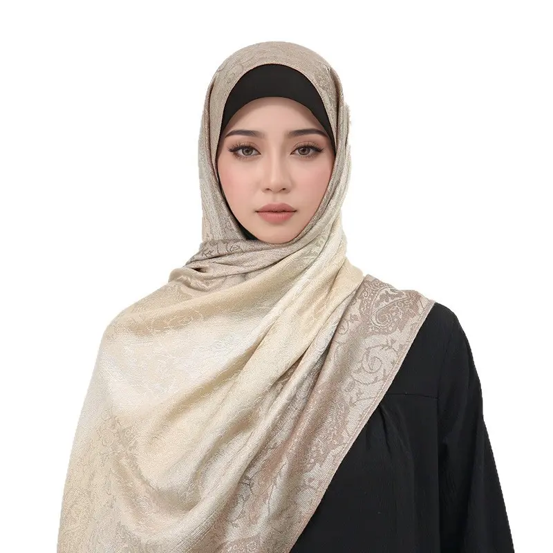 Breathable Apricot Jacquard Tassel Shawl for Sun Protection Breathable Apricot Jacquard Tassel Shawl for Sun Protection