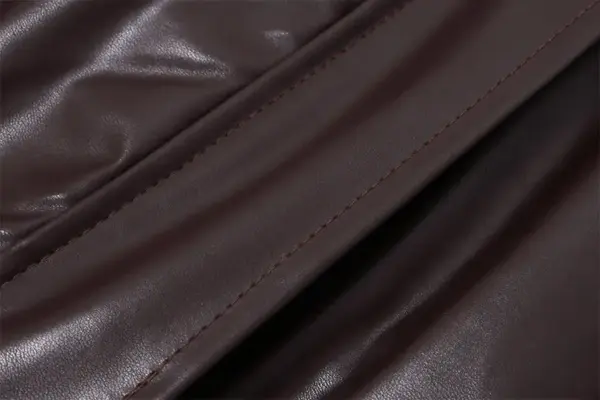 Retro Brown PU Leather Zipper Jacket for Women, Slim Fit
