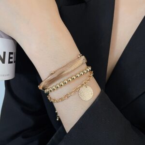 Electroplated Snake Geometric Bracelet Set of 4 for Women